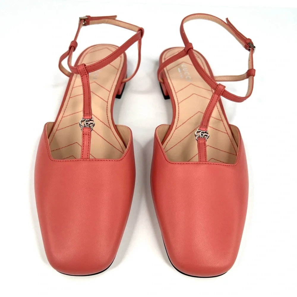 GUCCI WOMEN'S BALLET FLAT WITH DOUBLE G INTERLOCKING LOGO SLINGBACKS SIZE EU 39 - Picture 4 of 9